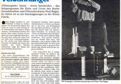 [Translate to Italienisch:] Artikel und Foto für Tagesanzeiger, Züritipp, 22.2.1988